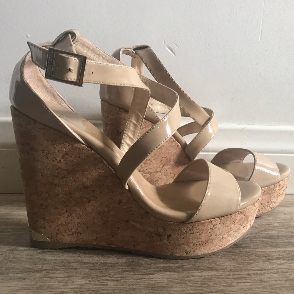 Jimmy Choo Portia cork wedge 38 (NUDE)